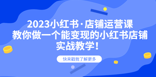 2023小红书·店铺运营课，教你做一个能变现的小红书店铺，20节-实战教学|极客创益资源网