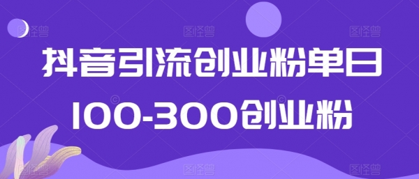 抖音引流创业粉单日100-300创业粉【揭秘】|极客创益资源网
