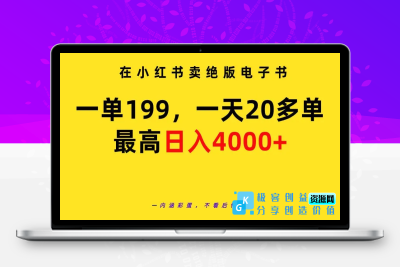 在小红书卖绝版电子书，一单199 一天最多搞20多单，最高日入4000+教程+资料|极客创益资源网