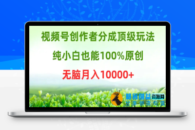 视频号创作者分成顶级玩法，纯小白也能100%原创，无脑月入10000+|极客创益资源网