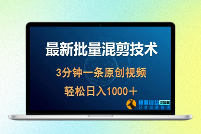 最新批量混剪技术撸收益热门领域玩法，3分钟一条原创视频，轻松日入1000＋|极客创益资源网