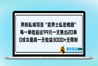 男粉私域项目 “卖男士私密教程” 每一单收益达99元一天售出20单|极客创益资源网