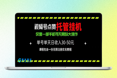 利用视频号点赞托管挂机_单日利润30~50_一部手机实现|极客创益资源网