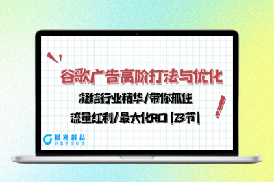 谷歌广告高阶打法与优化，凝结行业精华/带你抓住流量红利/最大化ROI(23节)|极客创益资源网