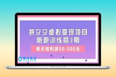 某收费培训《拼夕夕虚拟变现项目陪跑训练营3期》单天纯利润50-500元|极客创益资源网