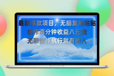 最新爆款项目，无脑复制粘贴，操作两分钟收益八元钱，无限操作执行就有…|极客创益资源网