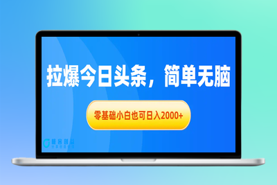 拉爆今日头条，简单无脑，零基础小白也可日入2000+|极客创益资源网